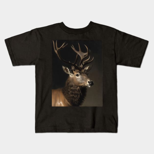 Stag Oil Painting Kids T-Shirt by Walter WhatsHisFace